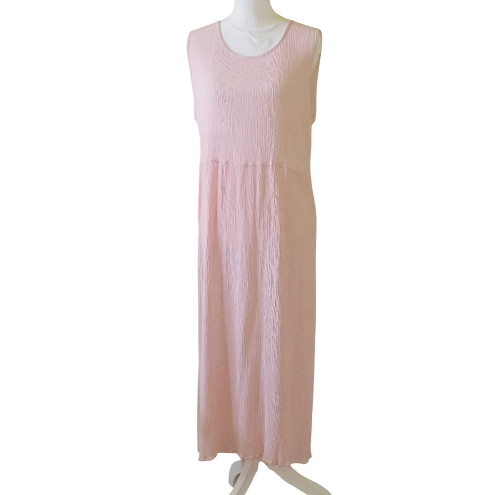 Coldwater Creek Pink Crinkle Maxi Dress 3X  Coquette Lagenlook Boho Romance